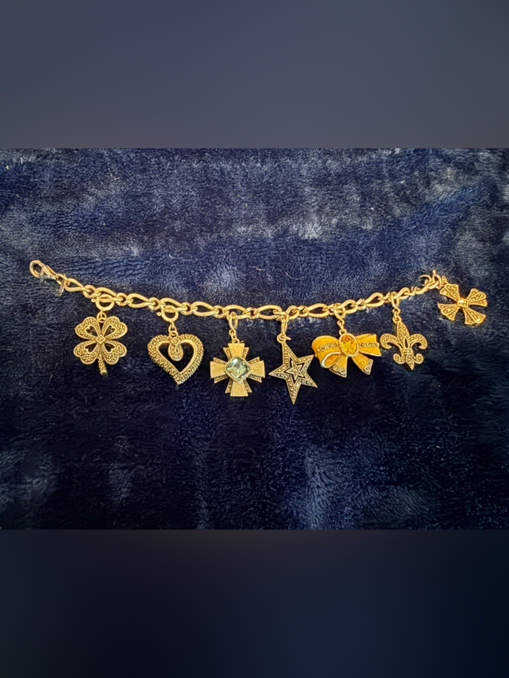 Judith Jack Sterling Silver 7- bold Charm Bracelet